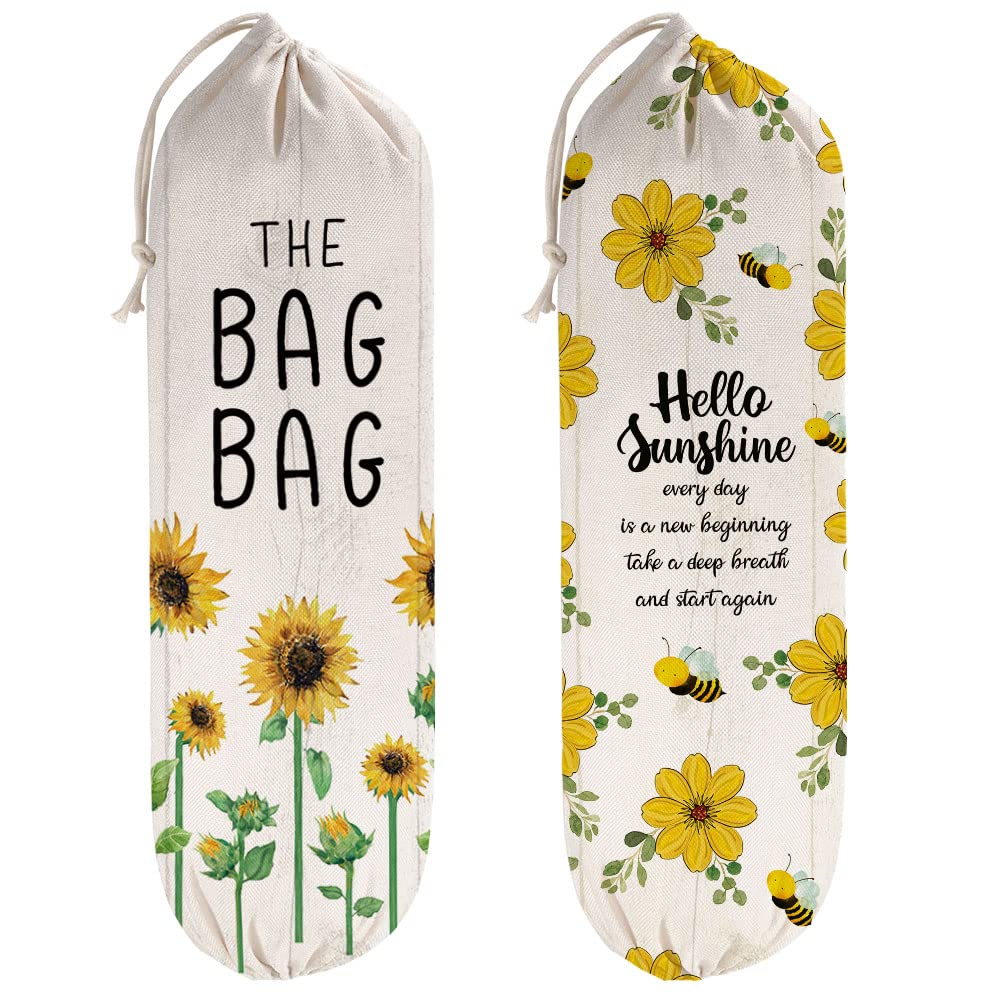 Wellbanee porta bolsas plasticas girasol colgante facilita organizar bolsas en la cocina