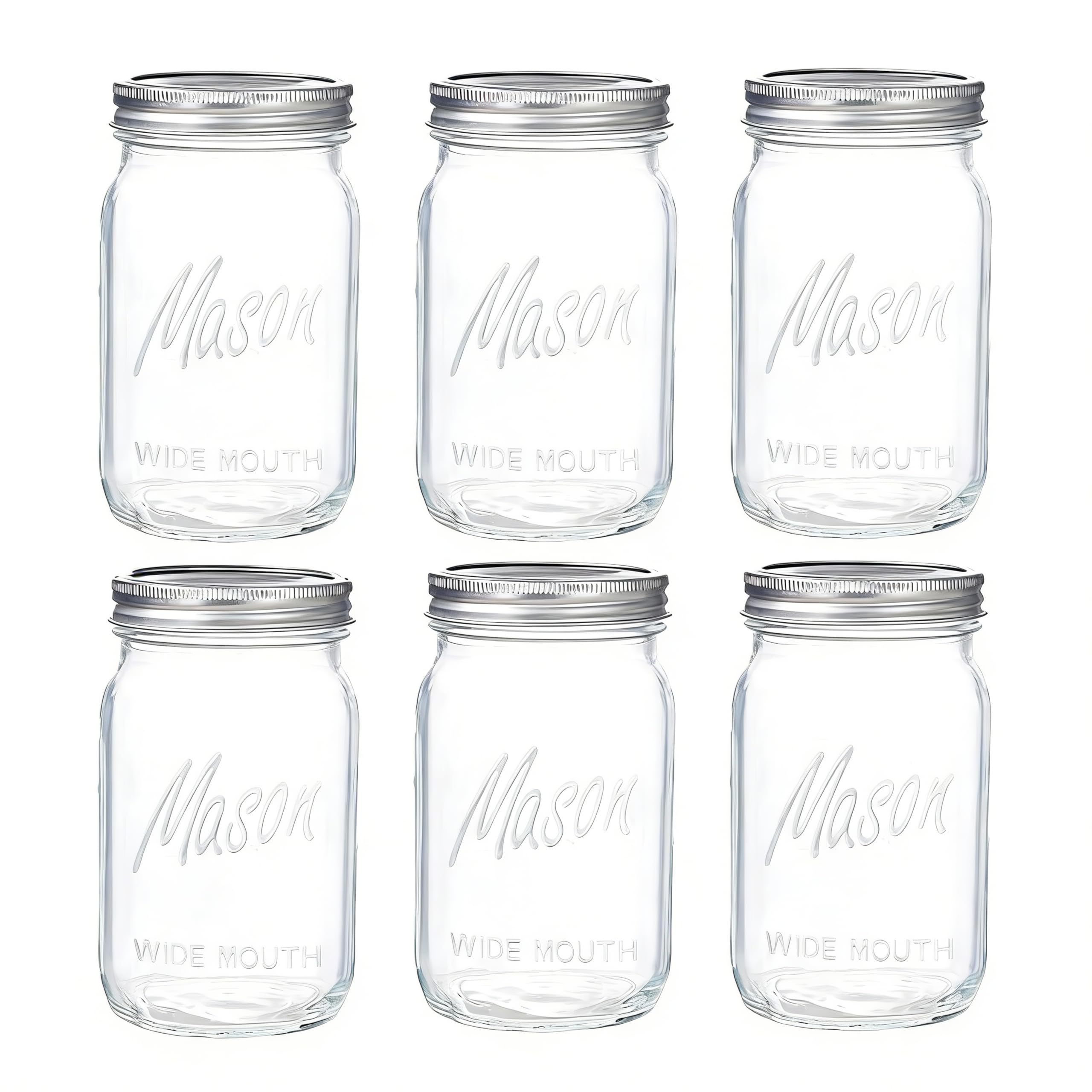 Frascos WELLIFE de boca ancha 32 oz con tapa de dos piezas para sellado hermético.