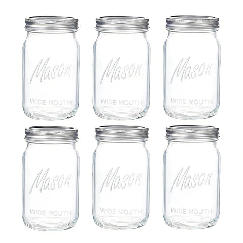 Frascos WELLIFE de boca ancha 32 oz con tapa de dos piezas para sellado hermético.