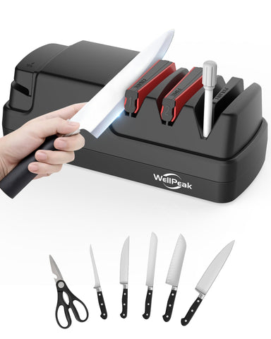 WELLPEAK afilador de tijeras con ranura de diamante para un corte preciso.