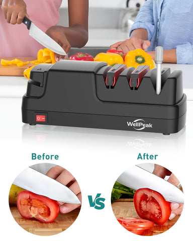 WELLPEAK guía de afilado integrada facilita resultados profesionales sin esfuerzo.