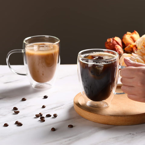Regalo Wells, vaso de vidrio doble, 12 oz, ideal para amantes del café.