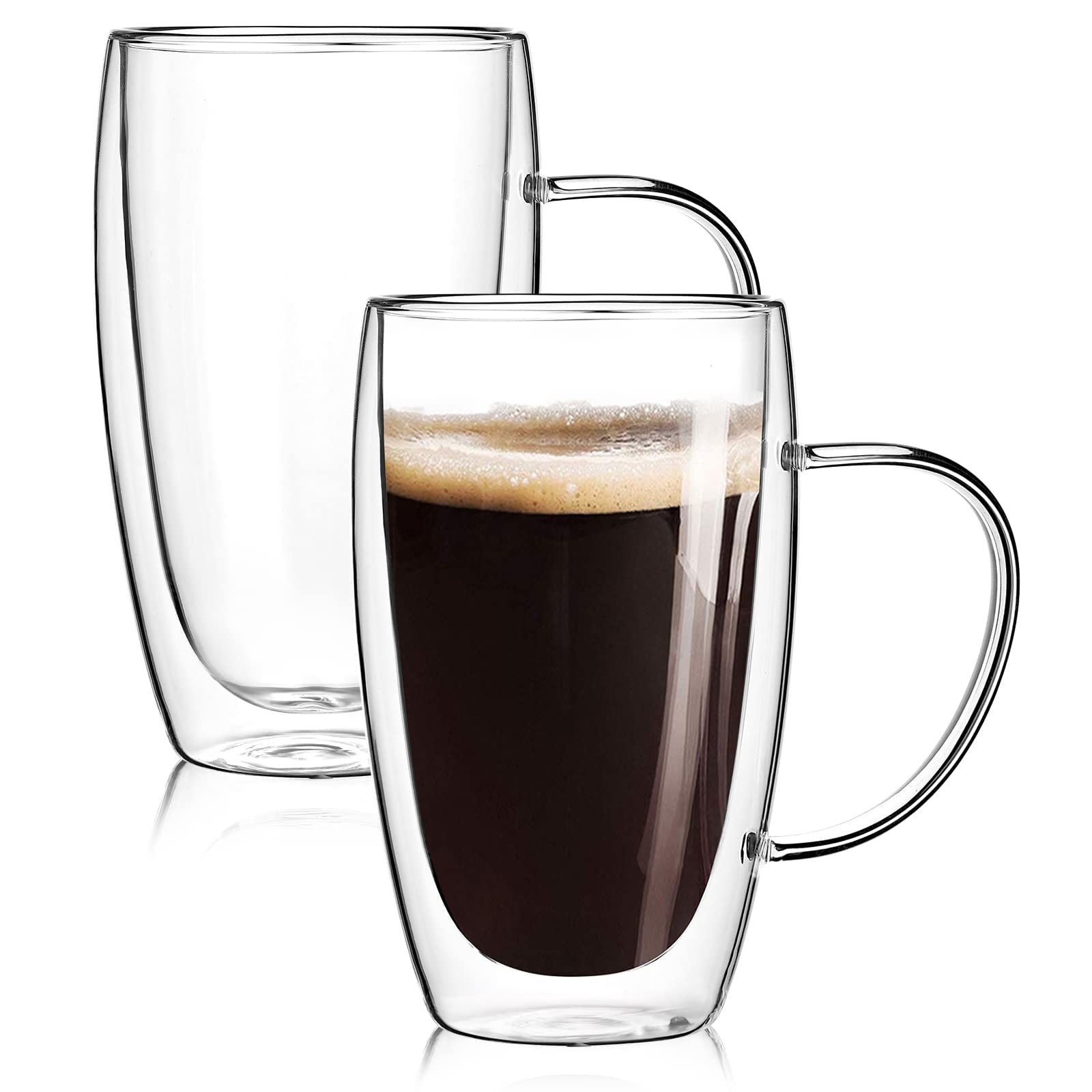 Taza Wells de doble pared con asa para café caliente sin quemar la mano.