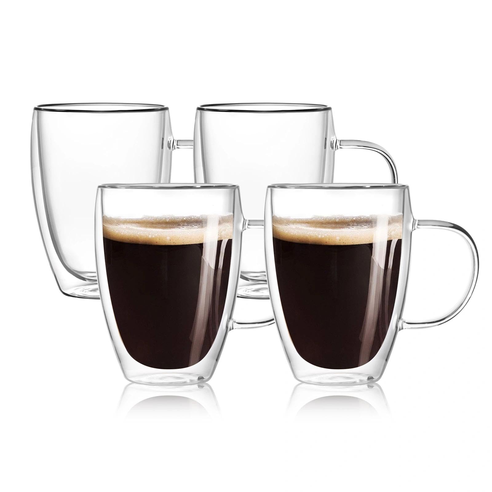 Vaso Wells café con doble pared y asa, mantiene la temperatura sin quemar la mano.