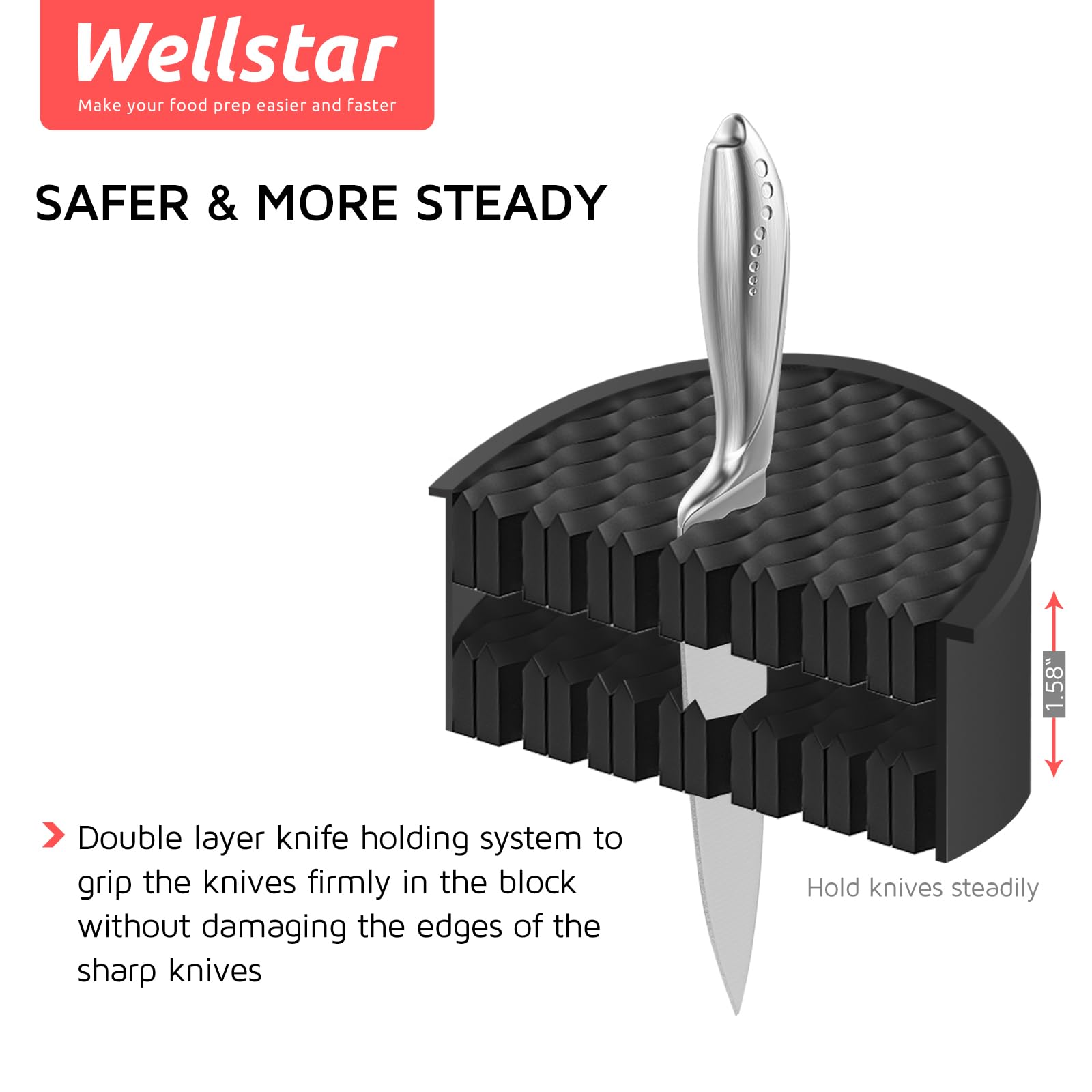 Wellstar sistema de drenaje facilita limpieza y secado tras lavar.