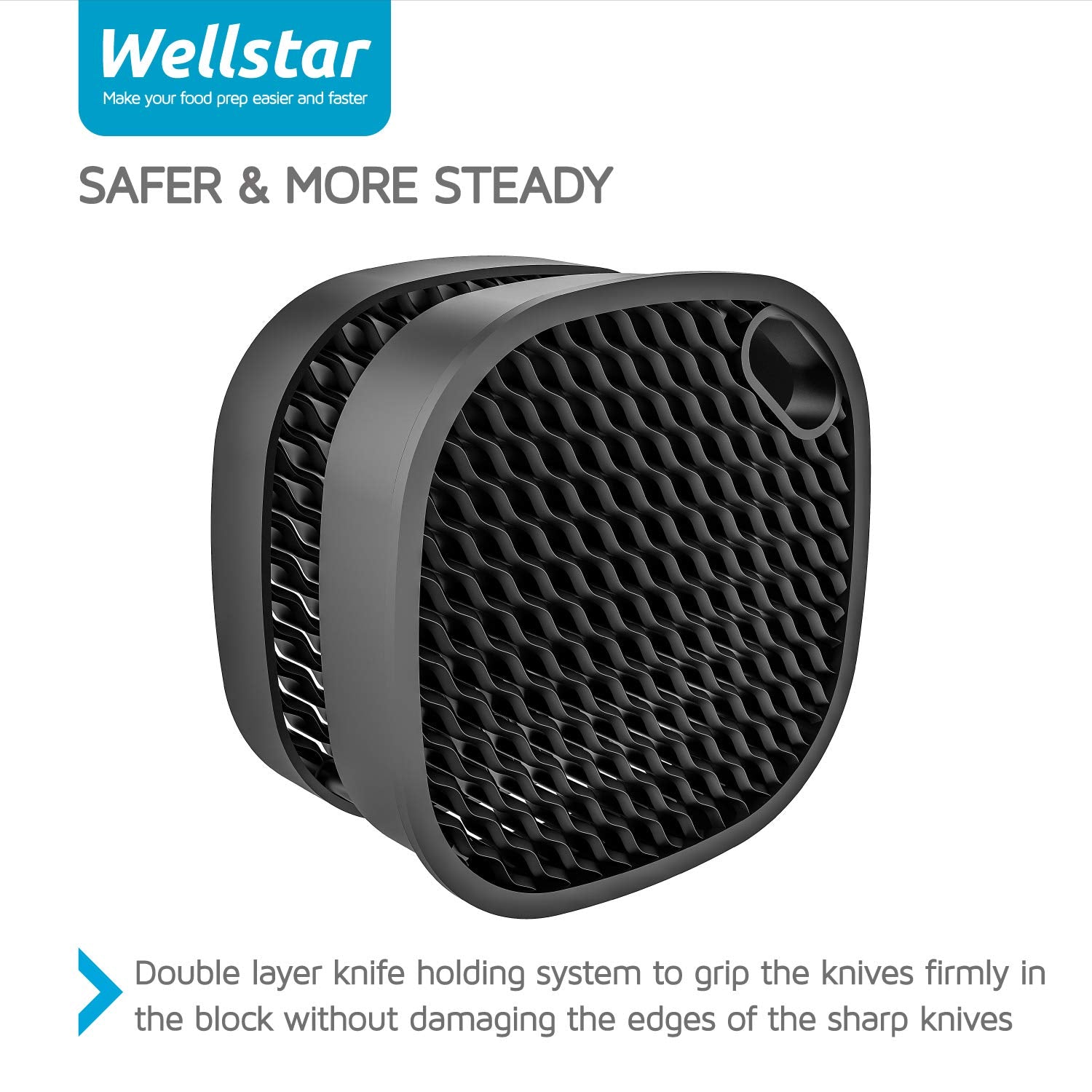 WELLSTAR porta-cuchillos admite hojas de hasta 21 cm y diversas formas.