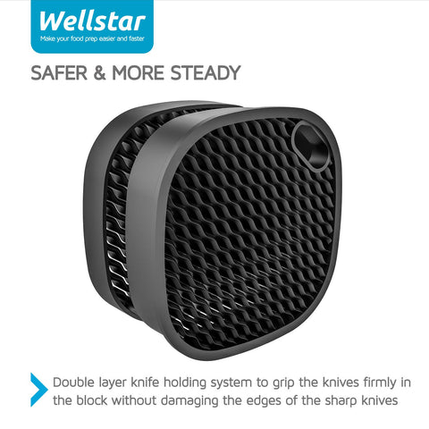 WELLSTAR porta-cuchillos admite hojas de hasta 21 cm y diversas formas.