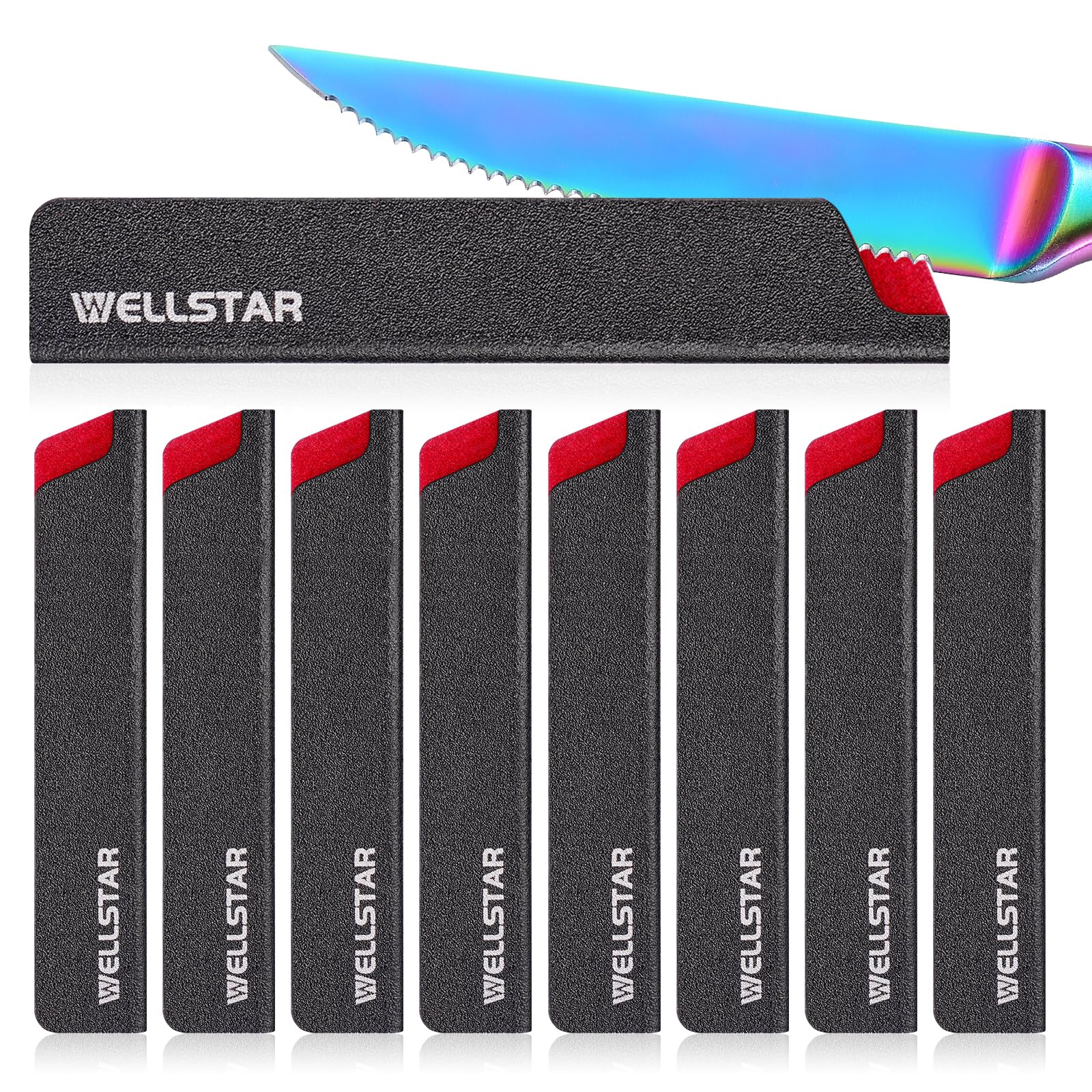 Cubiertas para cuchillos WELLSTAR de 8 unidades protegen hojas y evitan rayaduras.