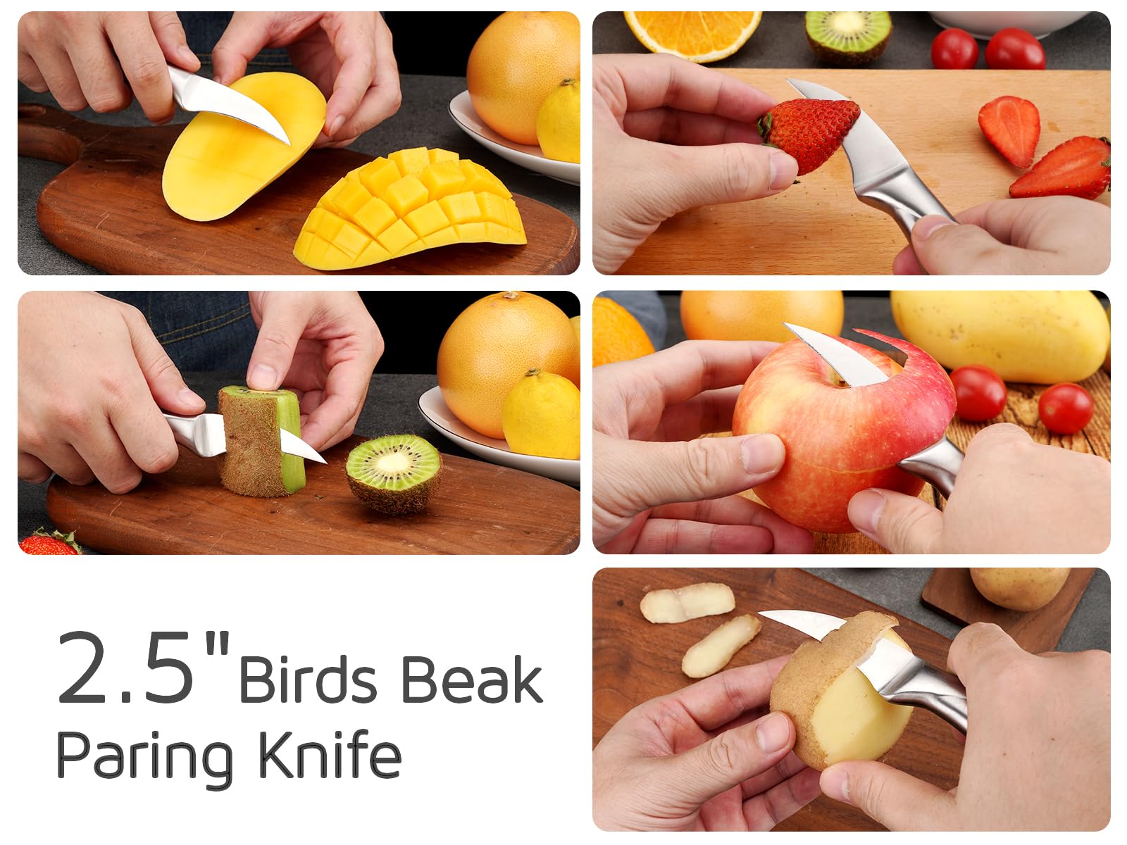 Cuchillo WELLSTAR pico de pájaro con mango patentado para agarre cómodo