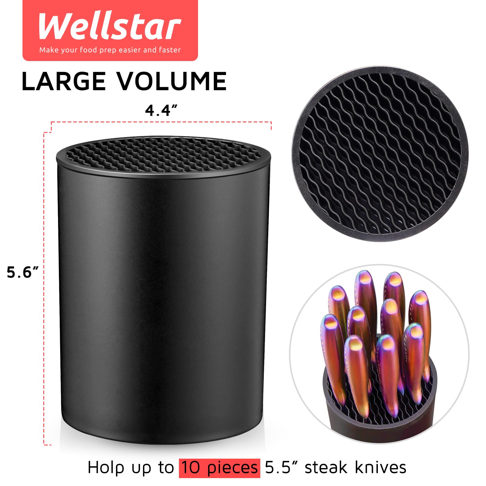 Wellstar diseño doble capa para cuchillos de bistec: evita rozaduras y mantiene afilados.