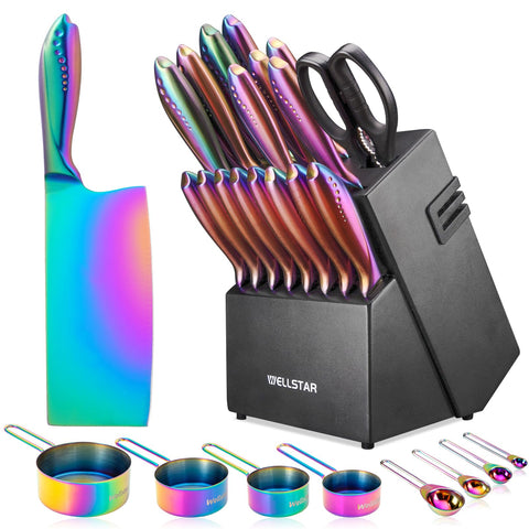 Juego Wellstar de cuchillos 27 piezas en estuche de madera para cocina organizada