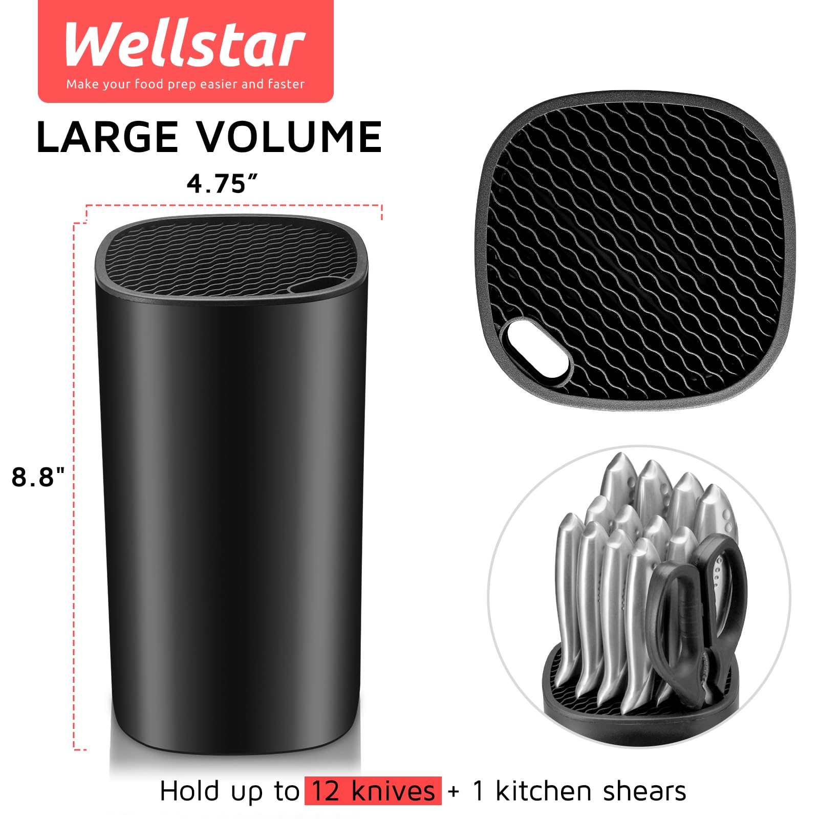 WELLSTAR portacuchillos universal, diseño estable con doble capa que mantiene los cuchillos separados y protegidos