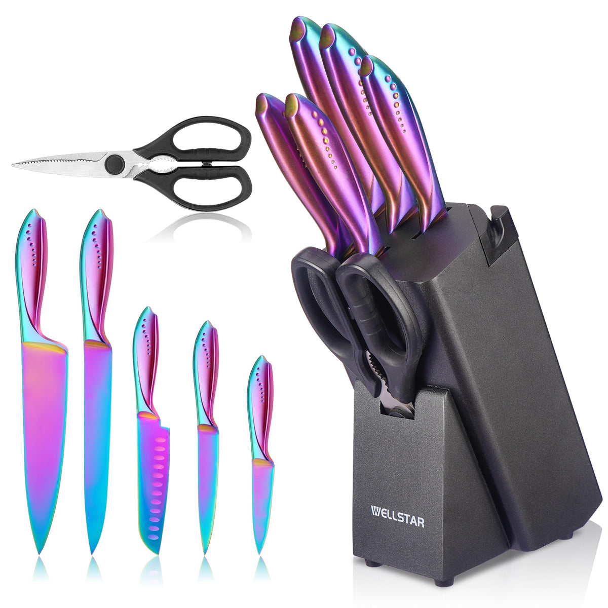 Cuchillo chef WELLSTAR arcoíris de 8 pulgadas con filo preciso para cortes suaves.