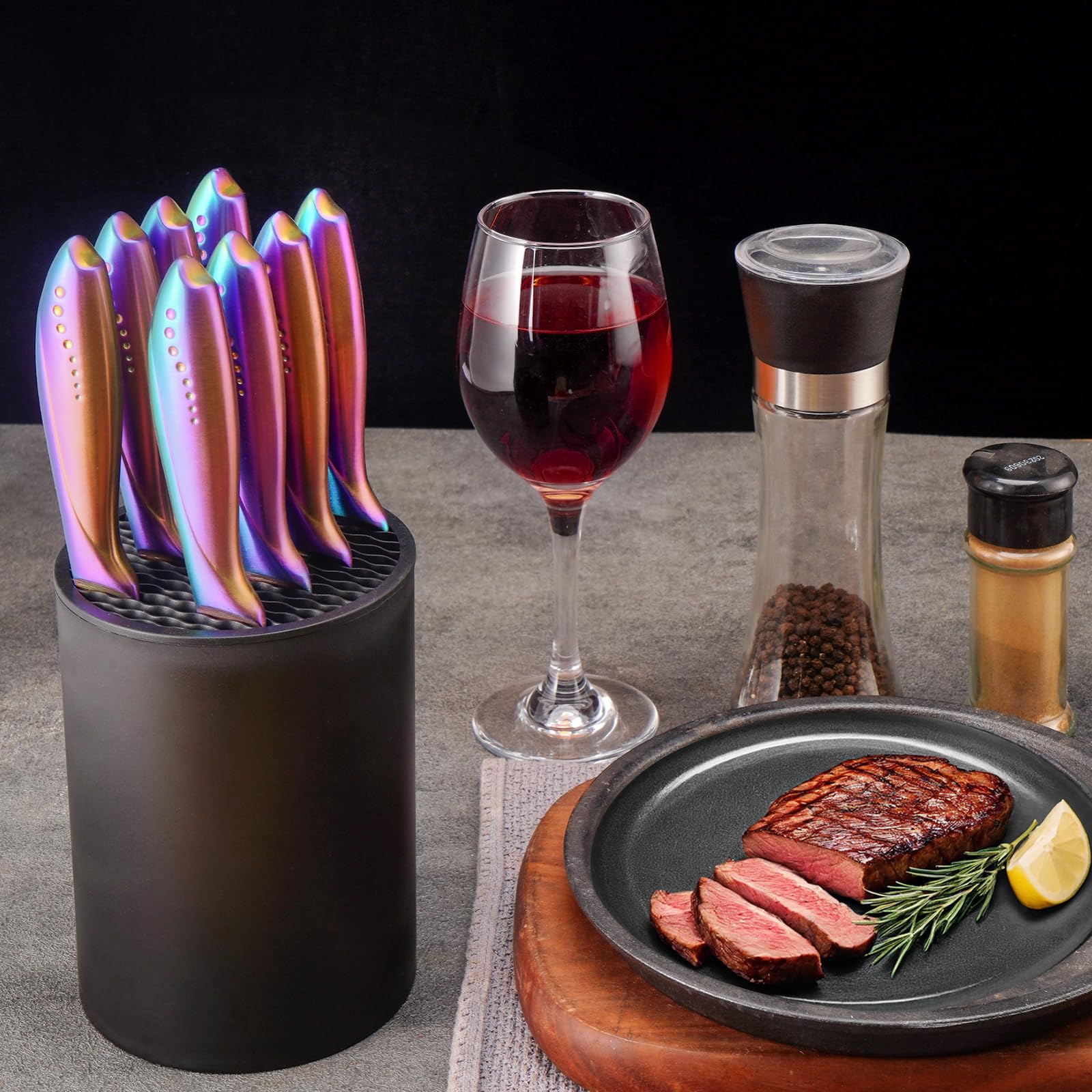 Wellstar diseño específico para cuchillos de bistec: admite bordes rectos y serrados.