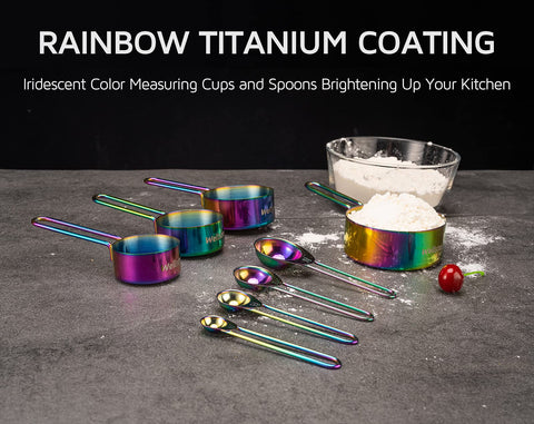 WELLSTAR tazas arcoiris titanio: 1/2 taza para soluciones rápidas al cocinar.