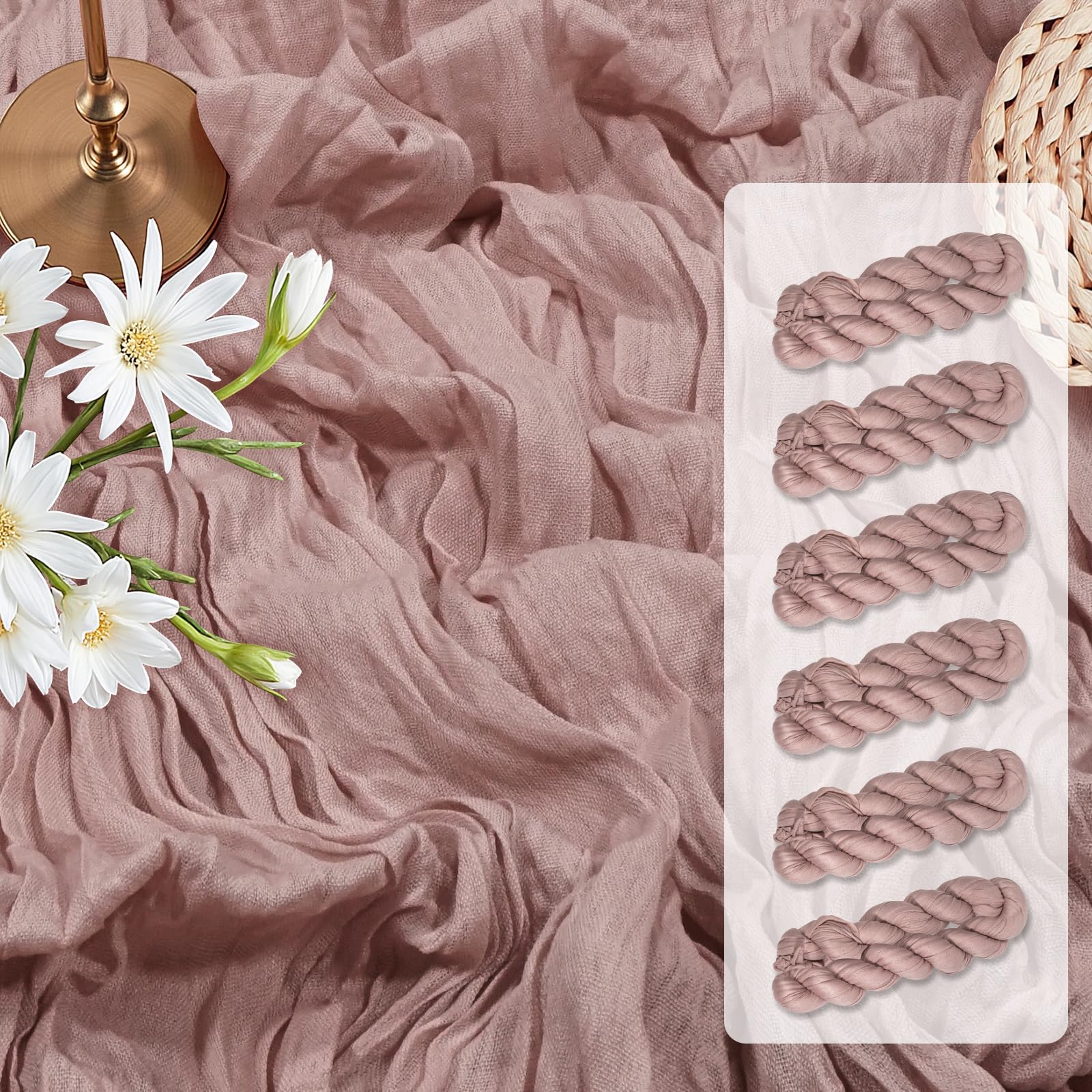 Mantel de gasa rosado de WELSDOMBTY, 10 ft para mesa elegante.