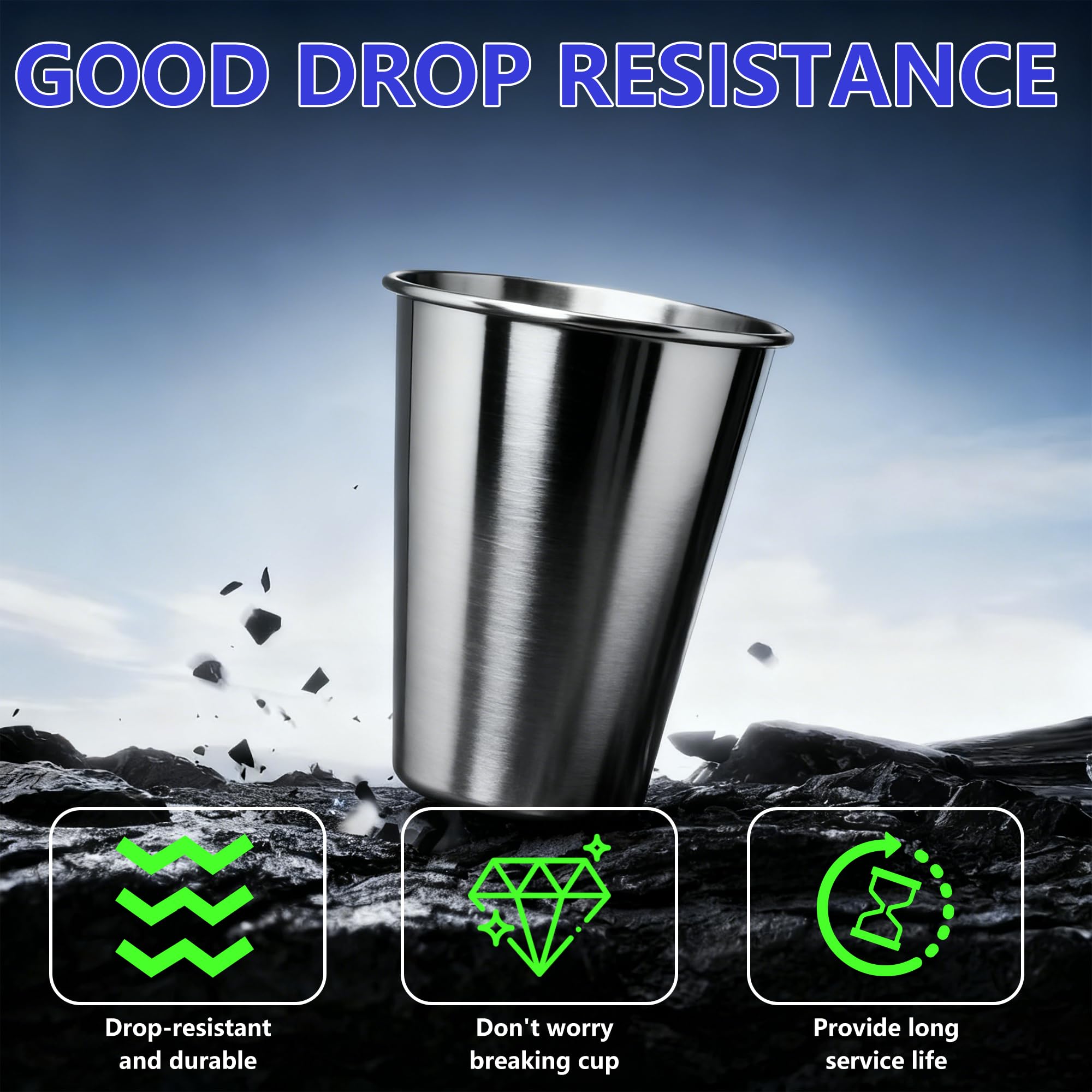 Vaso para exteriores WELVRVIR de pinta, resistente para camping y picnic.