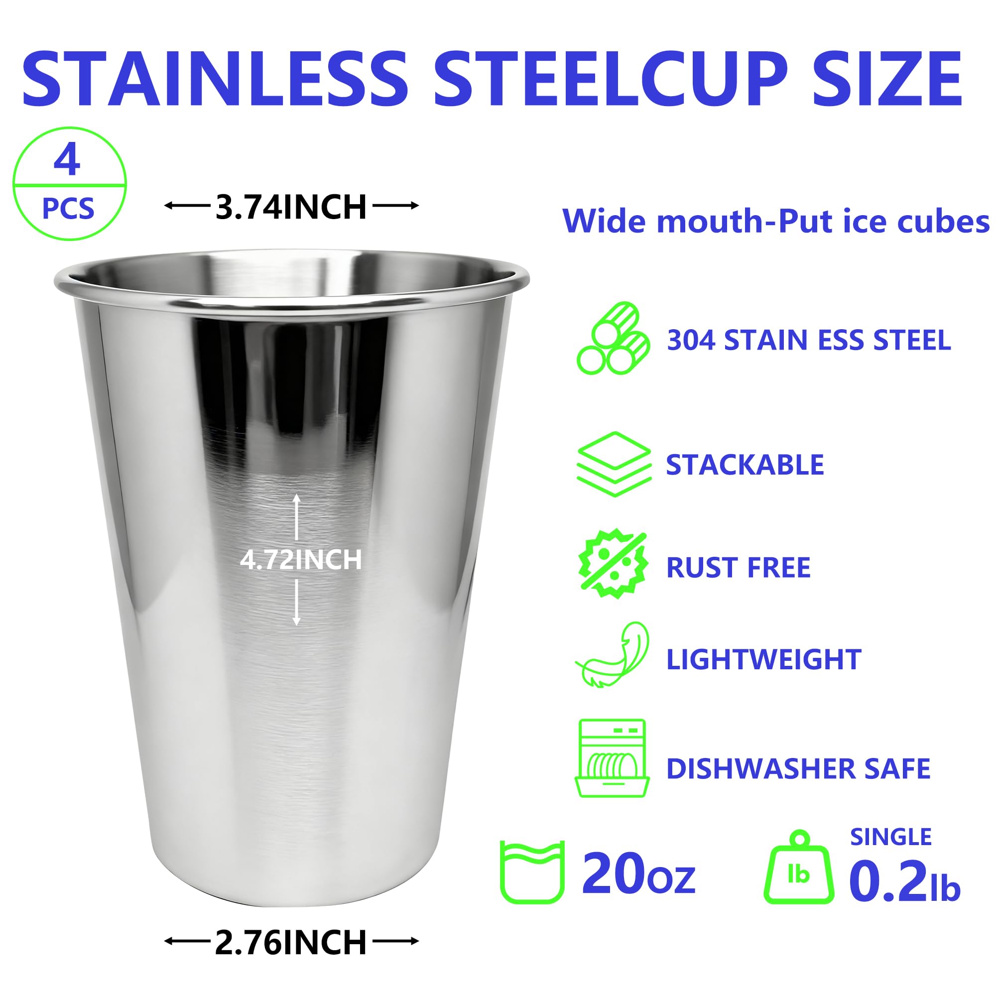 Vaso pinta WELVRVIR en acero inoxidable, 20 oz libre de BPA para exteriores.