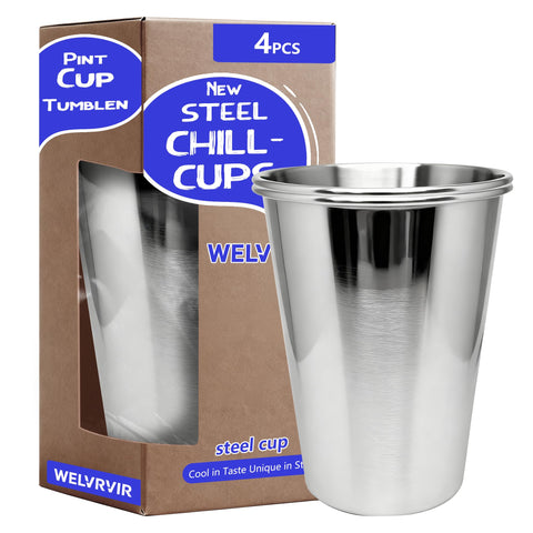 Vaso WELVRVIR de pinta en acero inoxidable, duradero para uso diario en la barra.