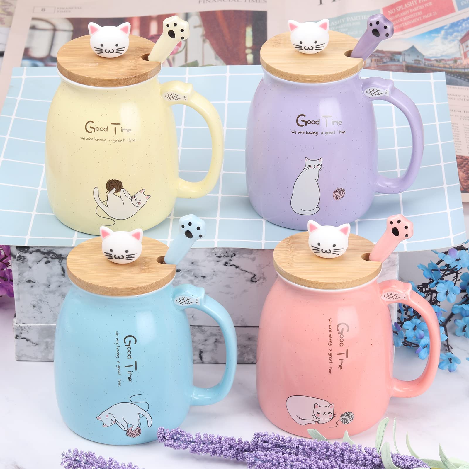 Taza WENSSY gata con tapa, regalo perfecto para amantes de los felinos.