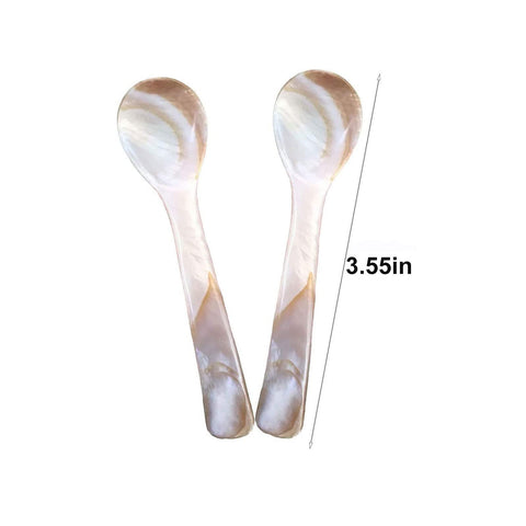 Cucharas Wenplus de madre perla y mango café, diseño artesanal para realzar cada porción.