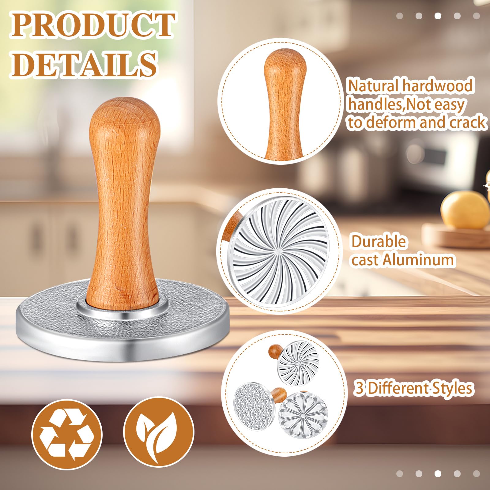 Wenqik sello galletas espiral embosado, crea patrones elegantes.