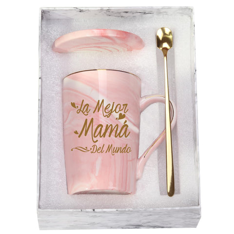 Taza WENSSY La Mejor Mamá de 14 oz en rosa con caja regalo, ideal para regalo