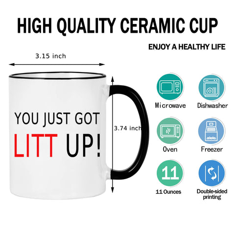 Taza WENSSY Louis Litt capacidad 11 onzas para bebidas favoritas.