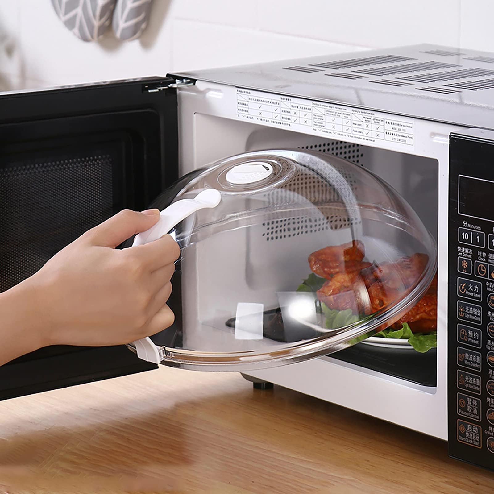 Cubierta Wenwell transparente para microondas, permite vigilar la comida sin destapar