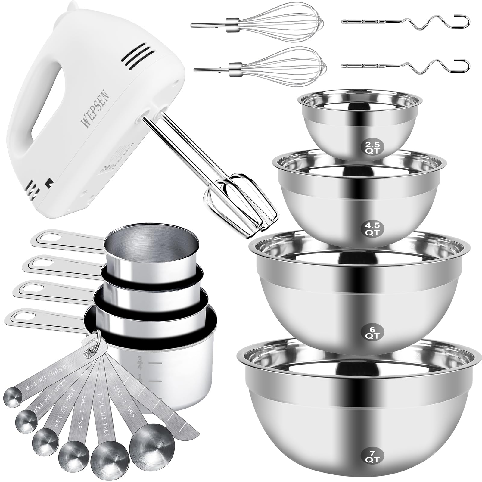 Batidora de mano WEPSEN 200W lista para batir cremas suaves.