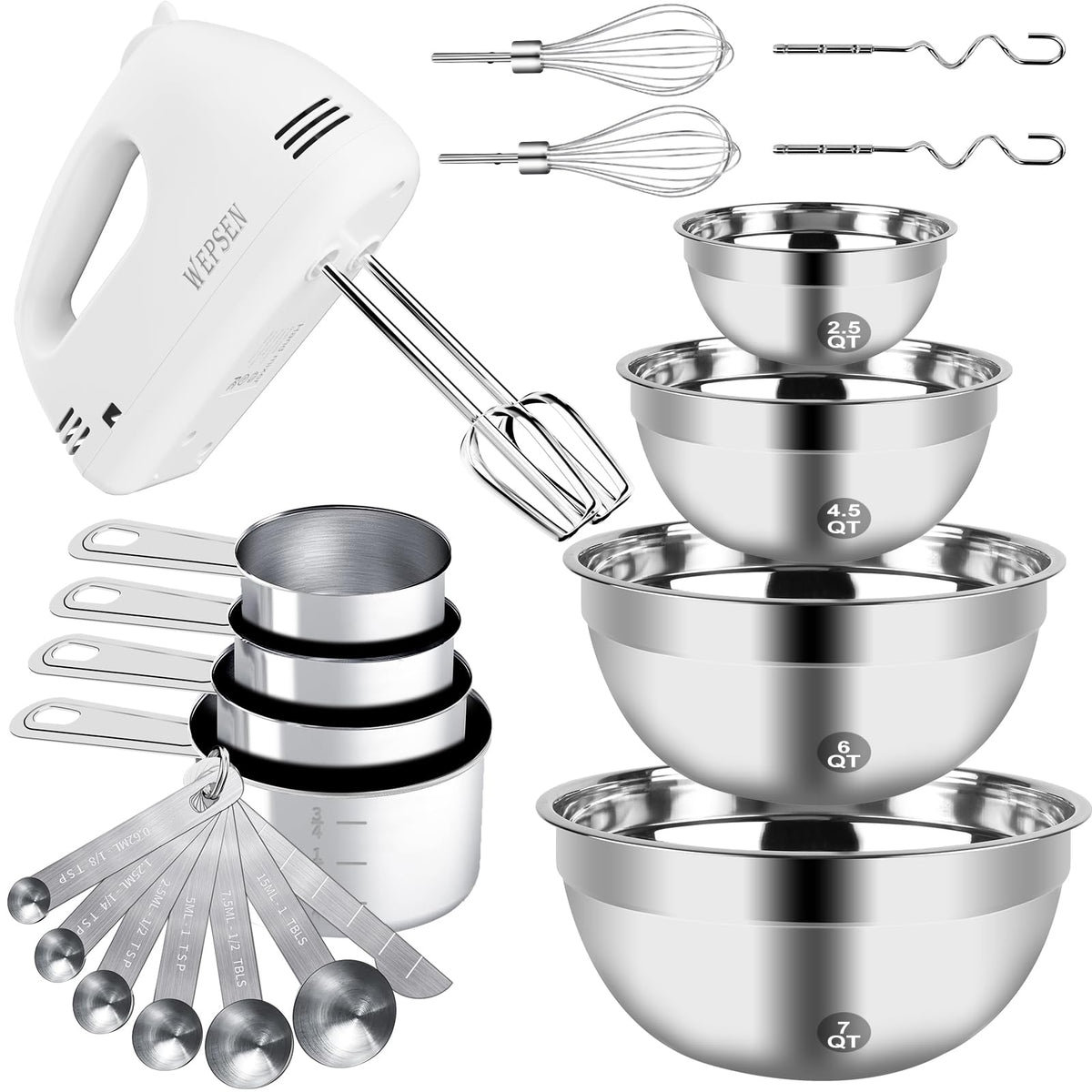 Batidora de mano WEPSEN 200W lista para batir cremas suaves.