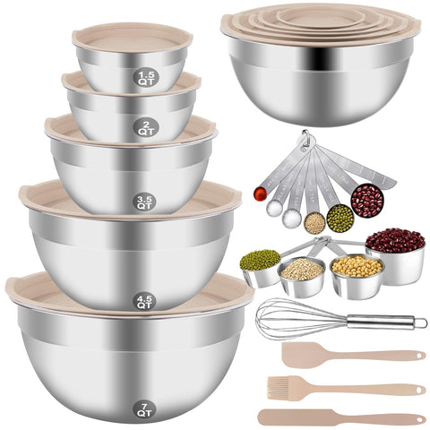 WEPSEN bol de mezcla khaki 7qt apilable con tapa hermética para almacenamiento