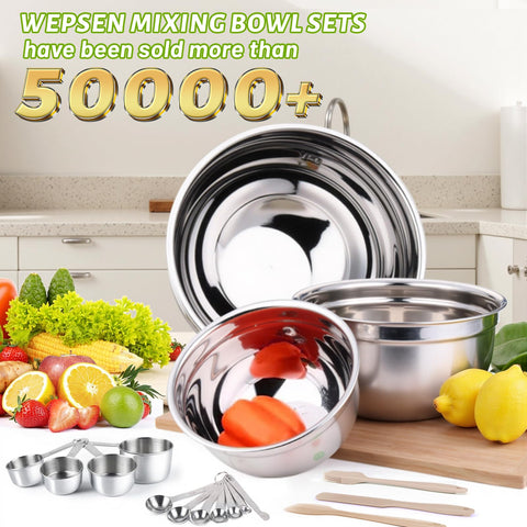 WEPSEN bol de mezcla khaki 4-5qt con tapa hermética para porciones grandes