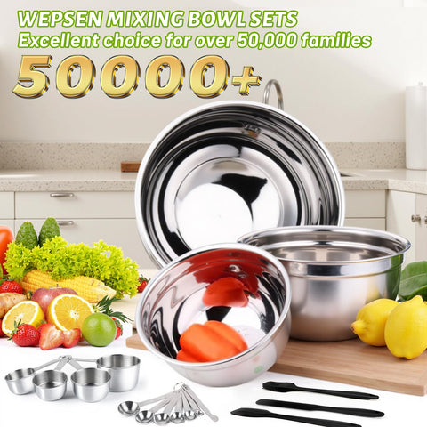 WEPSEN tazón de 4.5qt con tapa hermética para batir en grandes porciones.