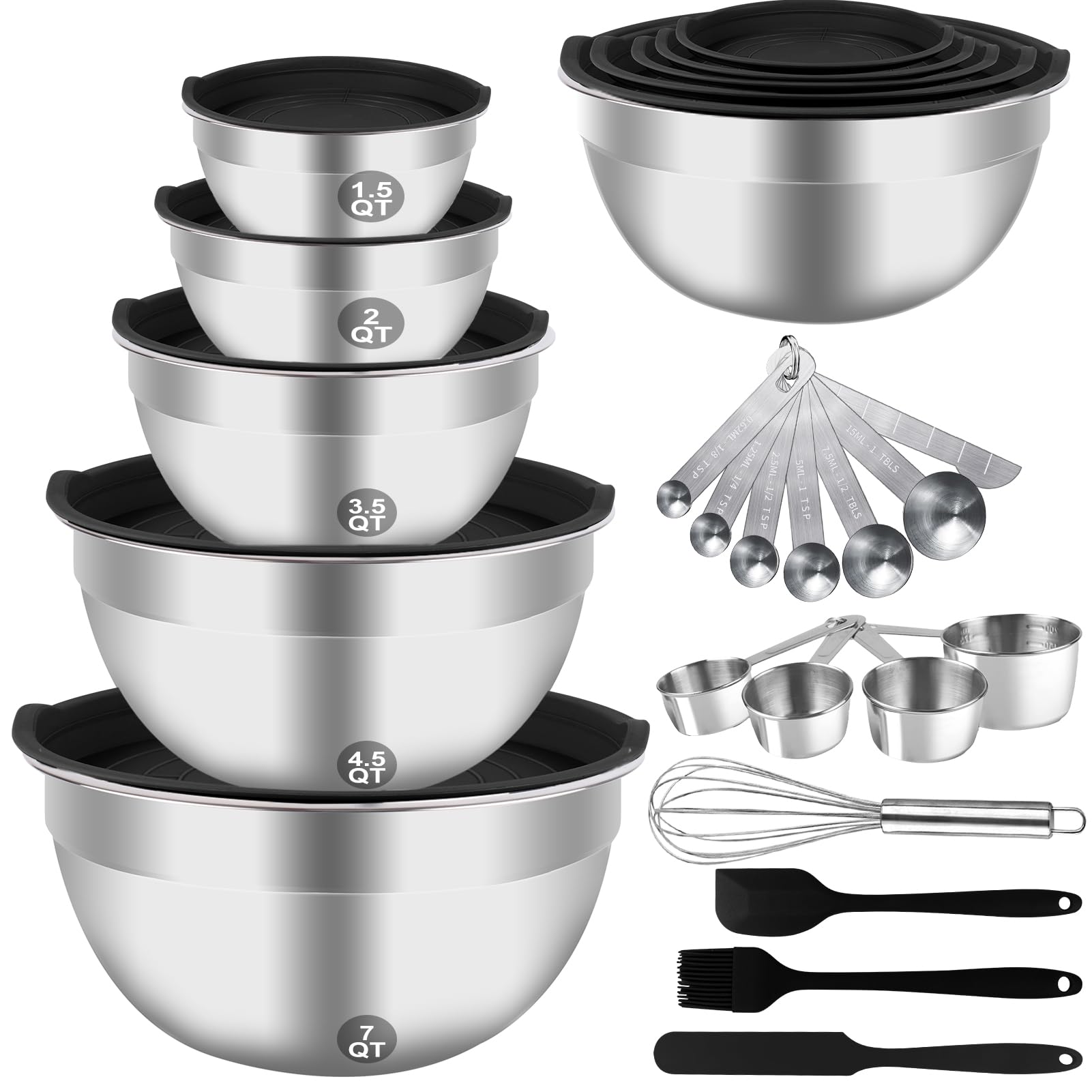 WEPSEN tazón de 7qt con tapa hermética para mezcla y almacenamiento.