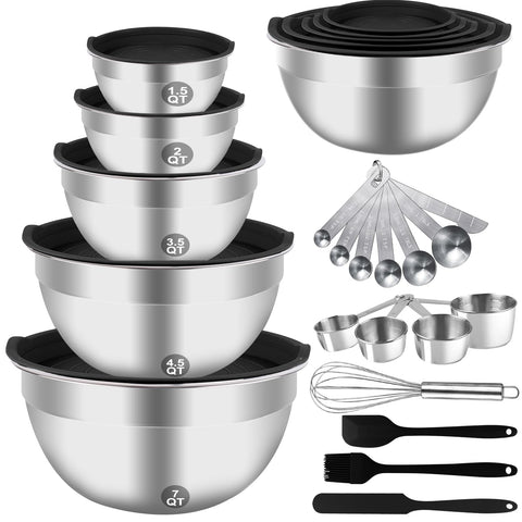 WEPSEN tazón de 7qt con tapa hermética para mezcla y almacenamiento.