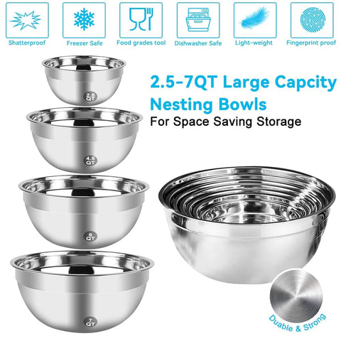 Tazón WEPSEN de 2.5 qt, compacto para recetas pequeñas.