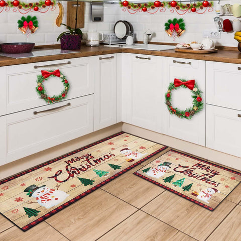 Alfombra WERNNSAI muneco-nieve, diseño navideño ideal para la cocina.