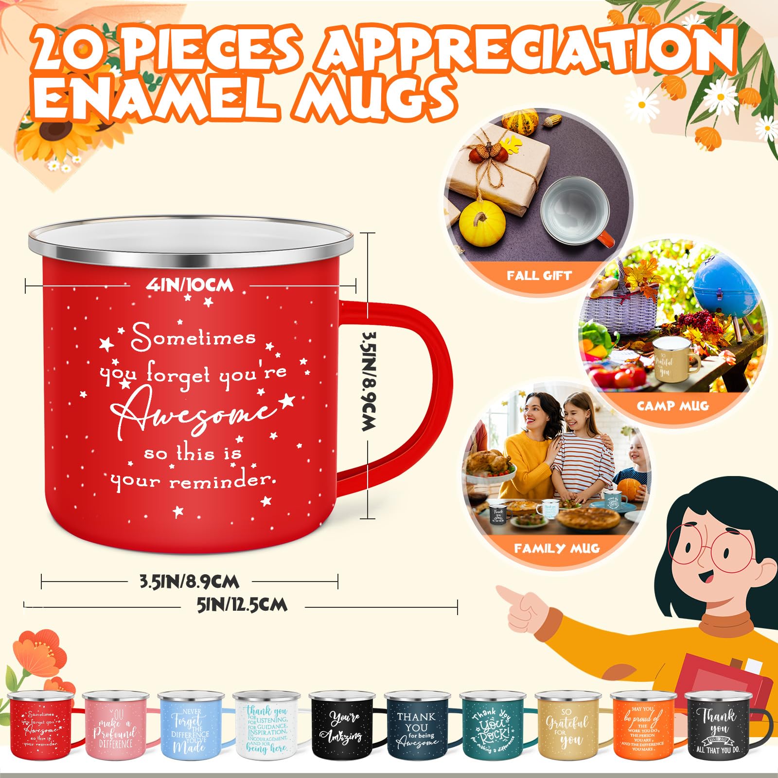 Taza Wesiti enamel 12oz con diseño inspirador para agradecer a colegas y docentes