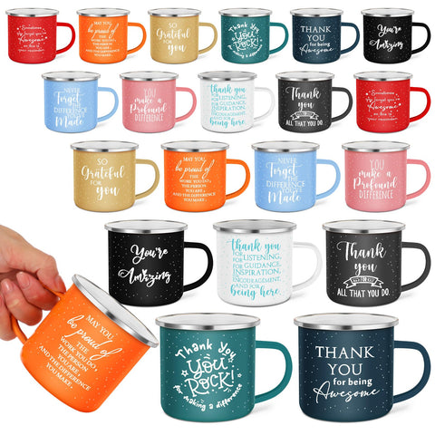 Taza Wesiti de agradecimiento enamel 12oz, colección de 10 estilos para equipo