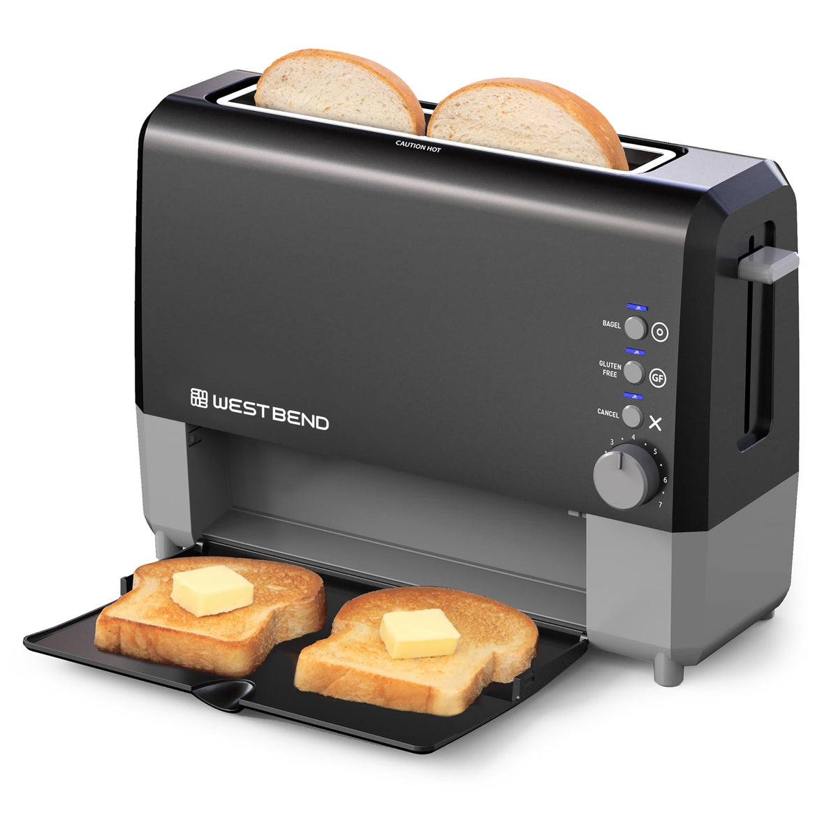 West Bend QuikServe tostadora frontal de diseño compacto ideal para cocinas pequeñas