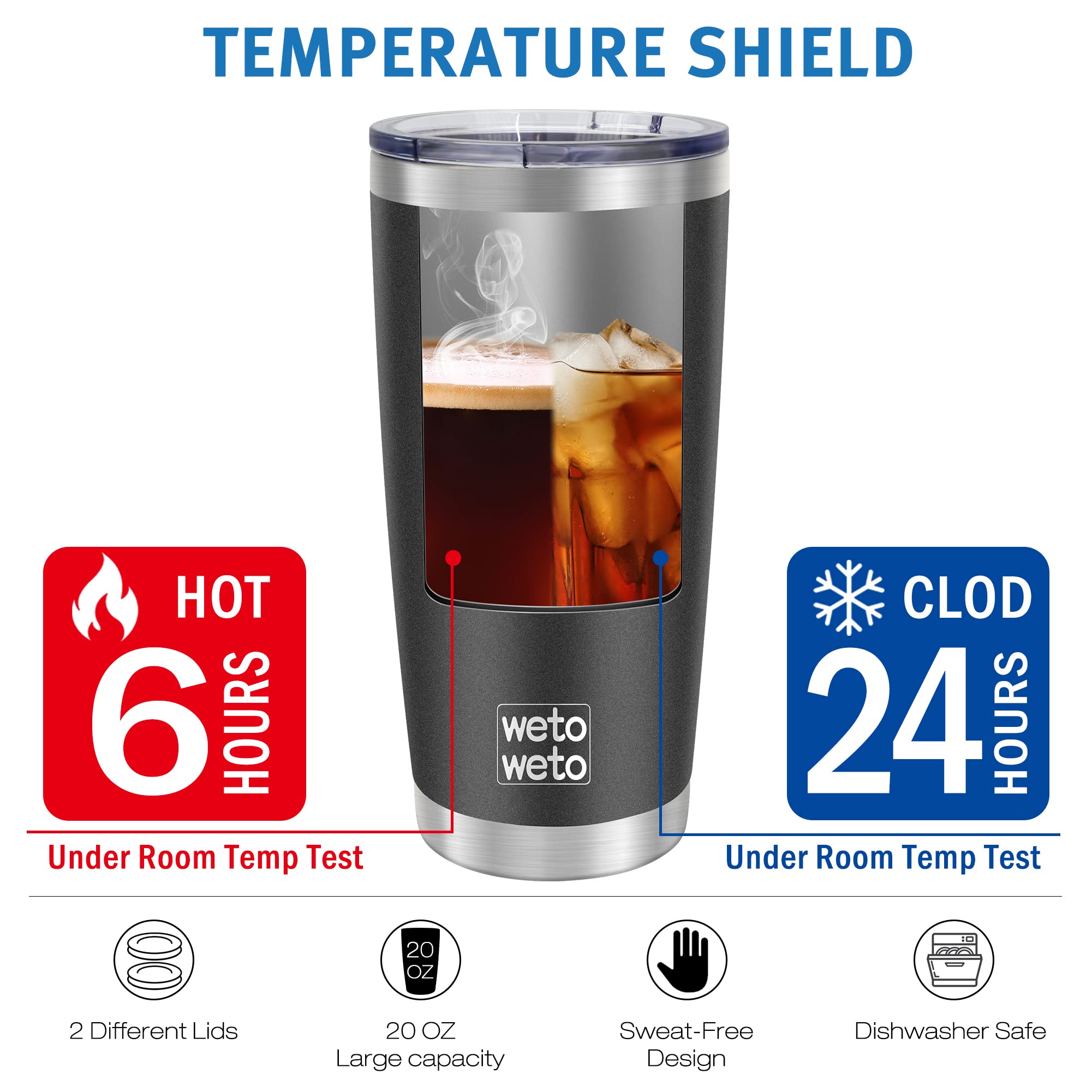 Wetoweto tumbler apto para lavavajillas, limpieza rápida.