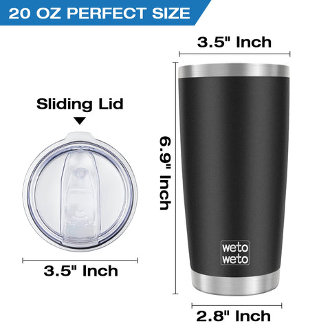 Wetoweto 20oz tumbler anti sudor para un agarre cómodo.
