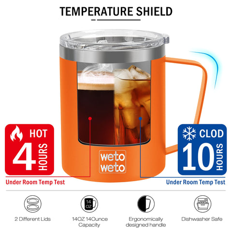 Taza WETOWETO acabado pearlescente naranja, elegante y resistente