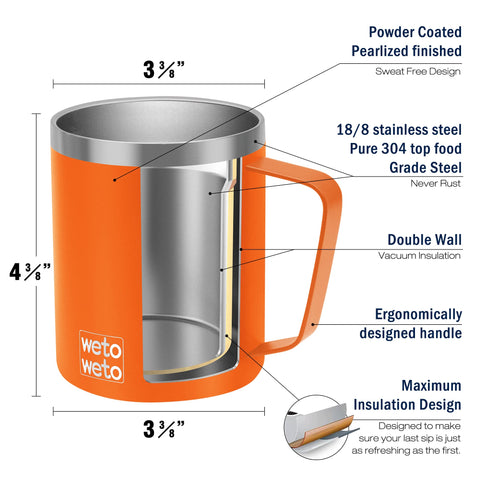 Taza WETOWETO de acero inoxidable 304, duradera y segura