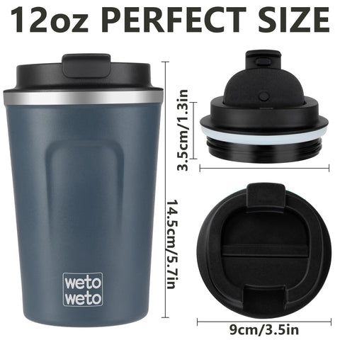 Taza WETOWETO con aislamiento doble mantiene bebidas caliente o fría durante el trayecto.