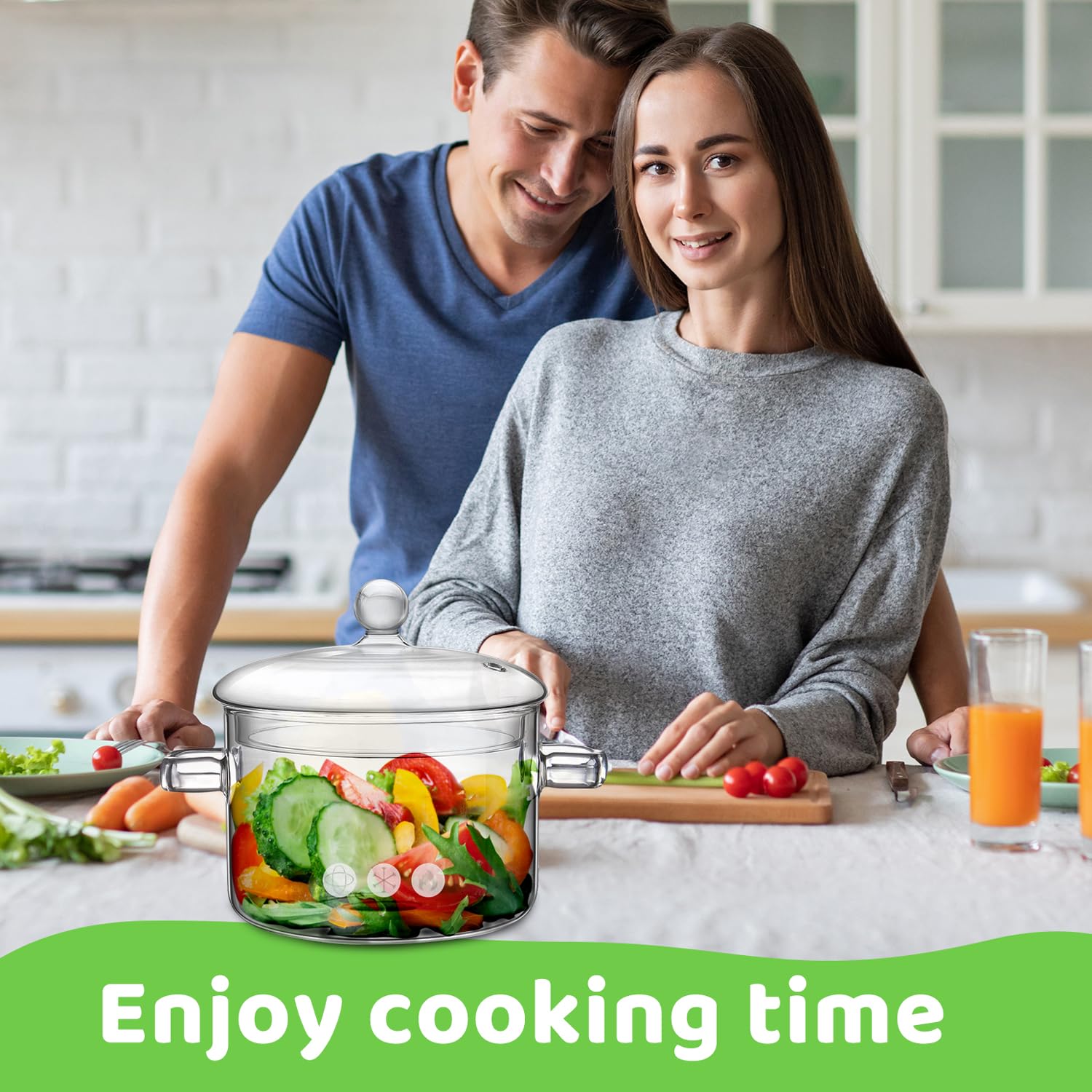 Olla de vidrio Wetpyaks para caldos, sopas y bebidas calientes en porciones para 2-3.