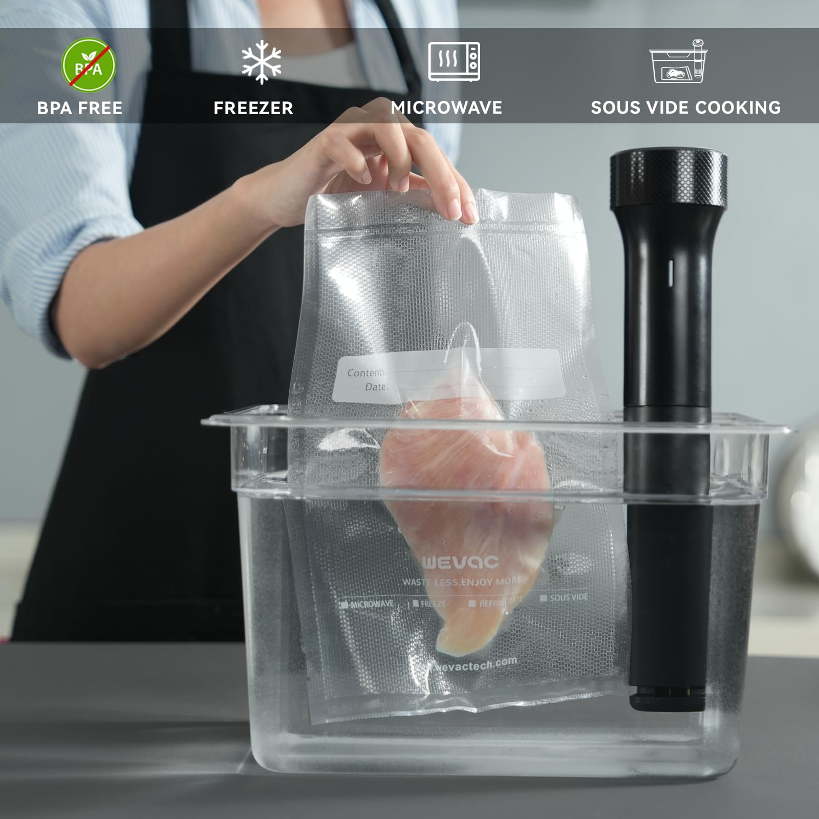 Wevac bolsas de mayor grosor para sellados más fuertes y duraderos.