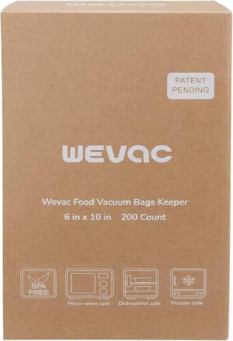 Wevac bolsas precortadas 6x10 listas para sellar y conservar alimentos.