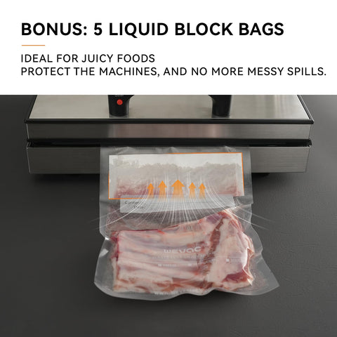 Wevac paquete de 200 bolsas de vacío para uso diario y sous vide.